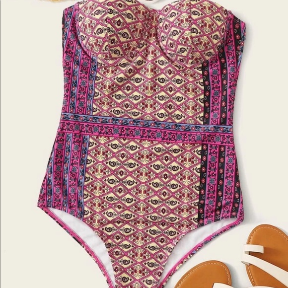 🆕Tribal boho strapless underwire swimsuit - Picture 5 of 8